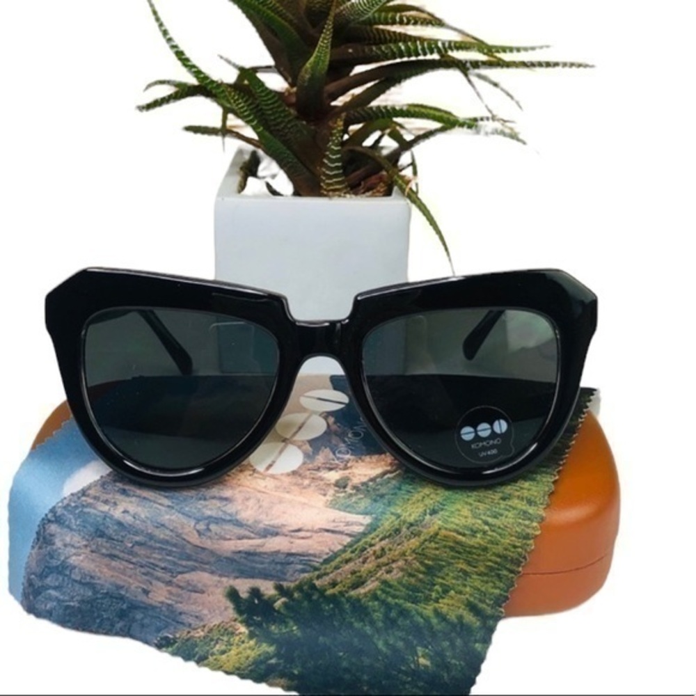 KOMONO Sunglasses Stella Black NEW cateye - Picture 3 of 13